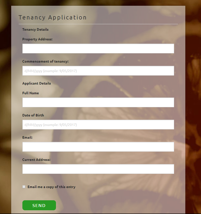 Tenancy Rental Application Form