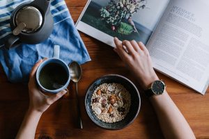 Person reading in the morning