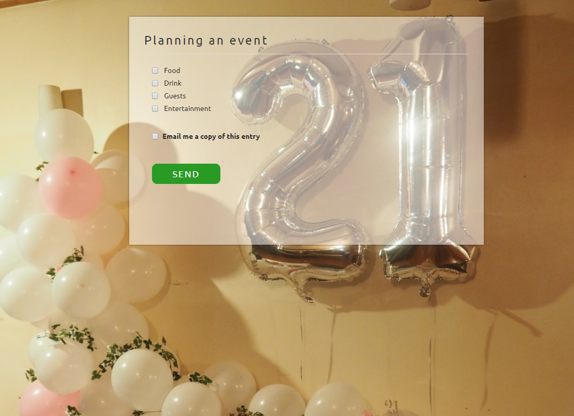 Easy Peasy form for planning an event