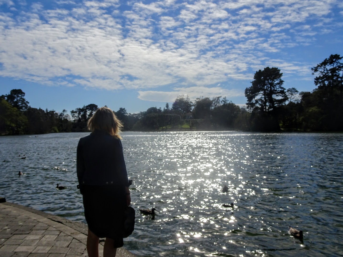Girl looking at lake